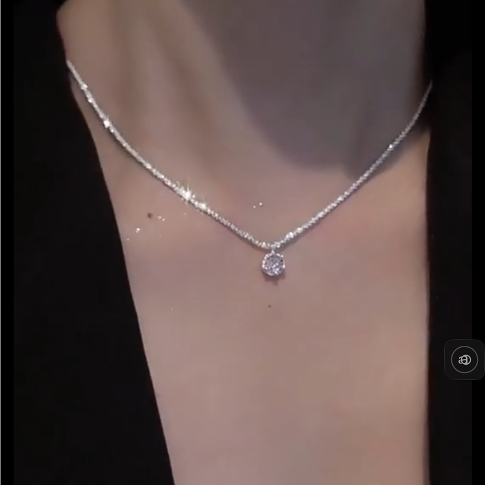 Sparkling Silver Halo Pendant Necklace - Classic Clear CZ Accent